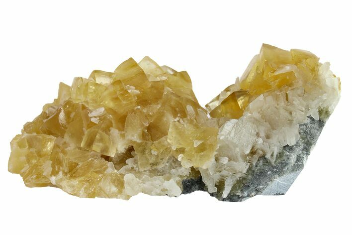 Lustrous Yellow Calcite Crystal Cluster - Fluorescent! #163228